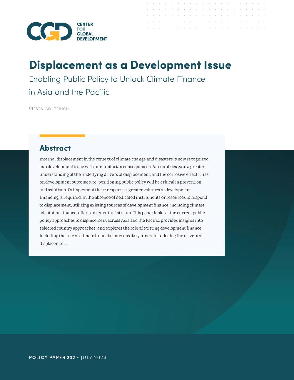 Policy Paper – Displacement as a Development Issue: Enabling Public Policy to Unlock Climate Finance in Asia and the Pacific